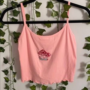 Mushroom Embroidery Crop Cami medium